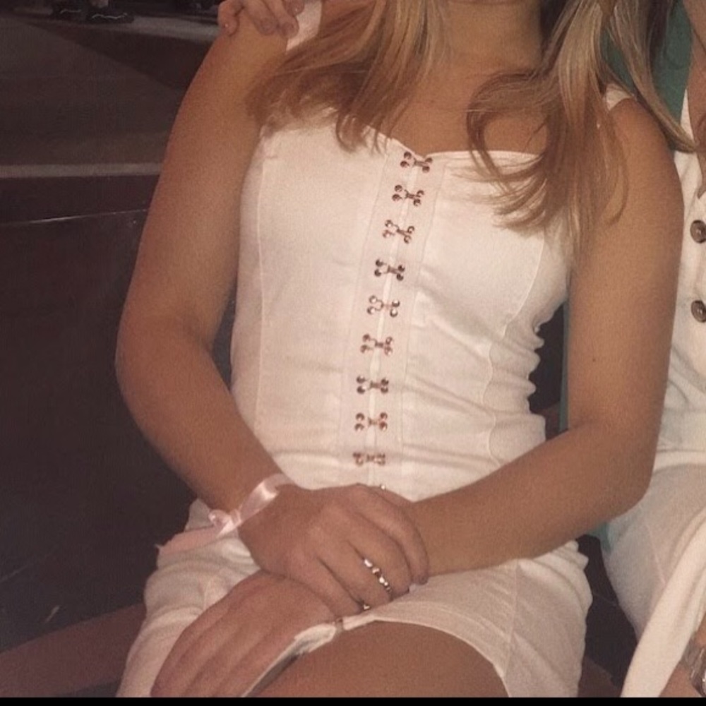 white overall dress